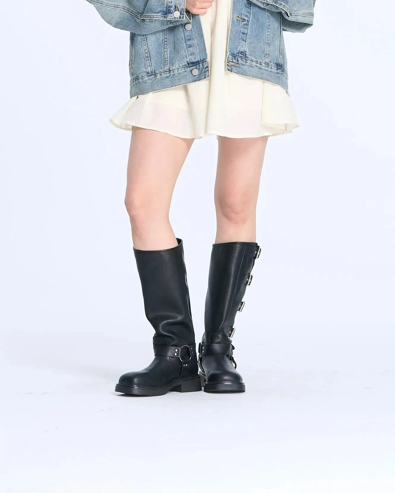 7350 Side-Buckled Knee Boots