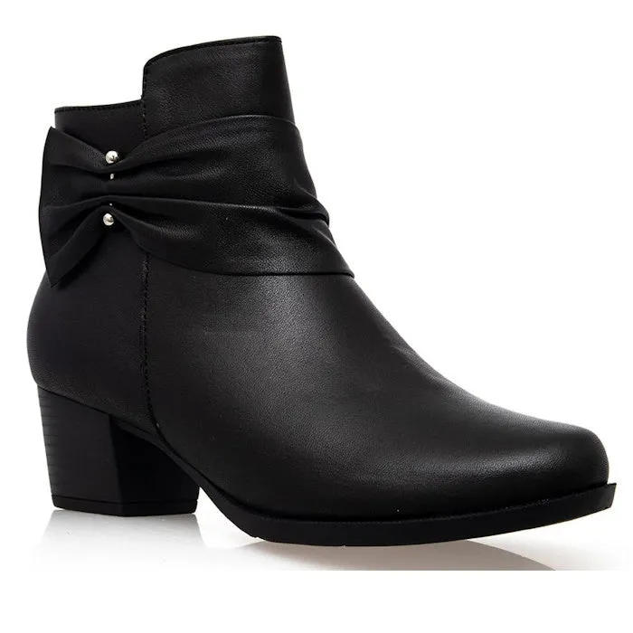 Alfie & Evie Lara Womens  Black Leather Ankle Boot