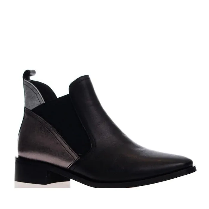 Alfie & Evie Radical Black Pewter Leather Ankle Boot