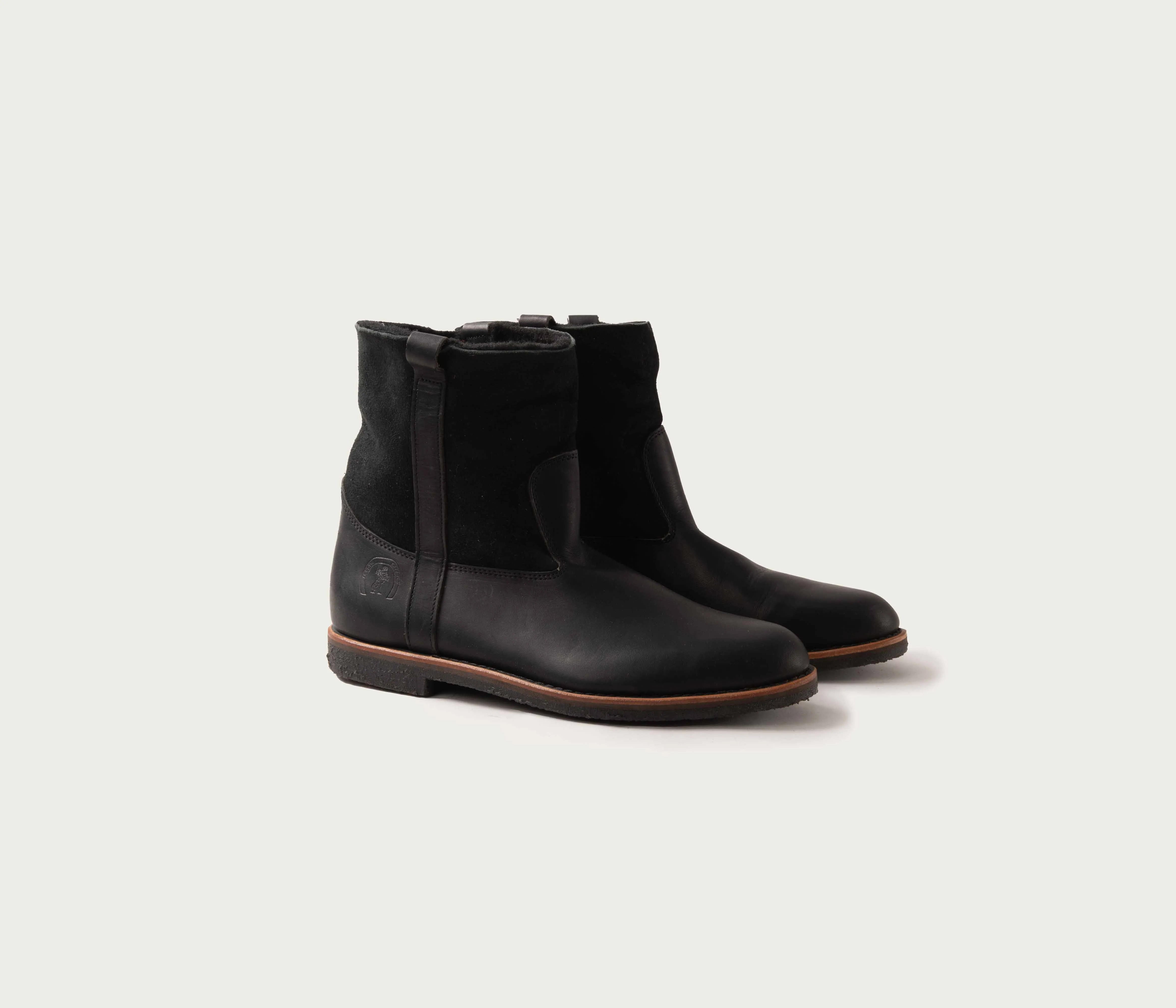 Avoriaz Black &amp; Sheepskin Crepe Ankle Boot - Low Price