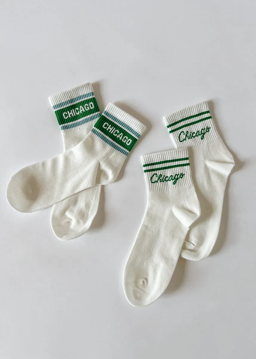 Chicago Script Crew Sock - Green