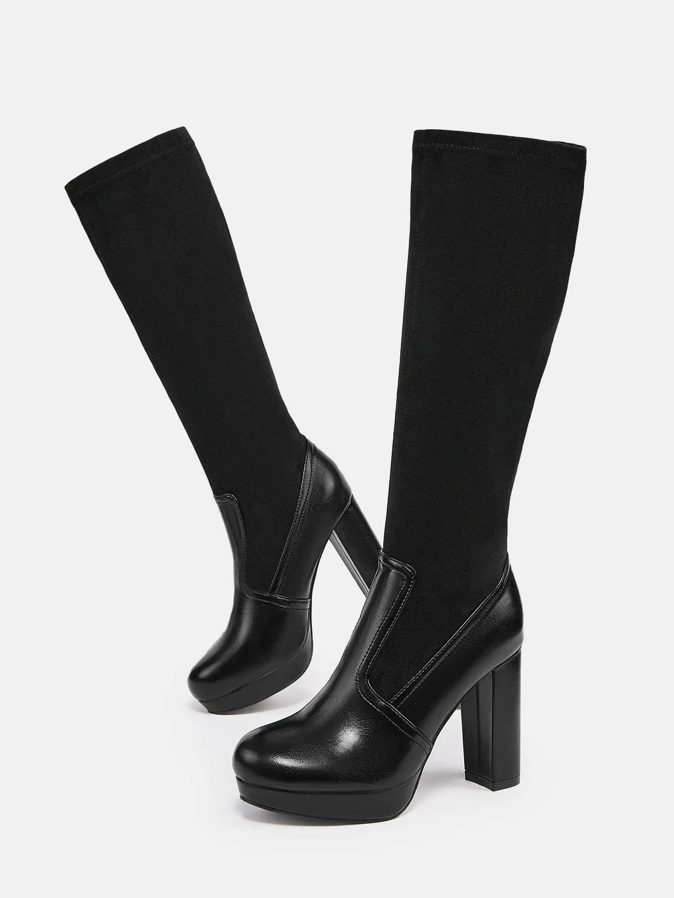 Chunky Heeled Sock Boots