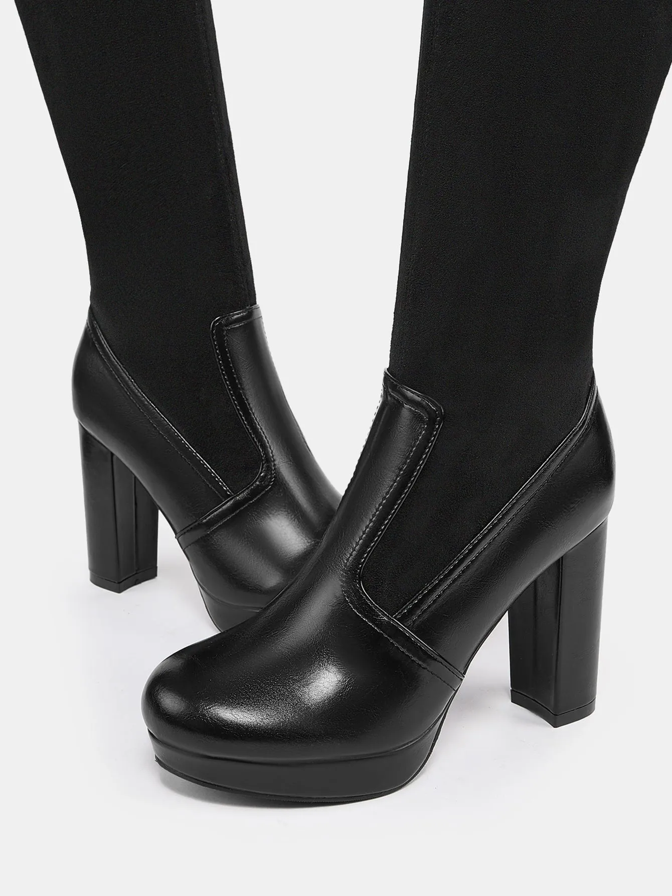 Chunky Heeled Sock Boots