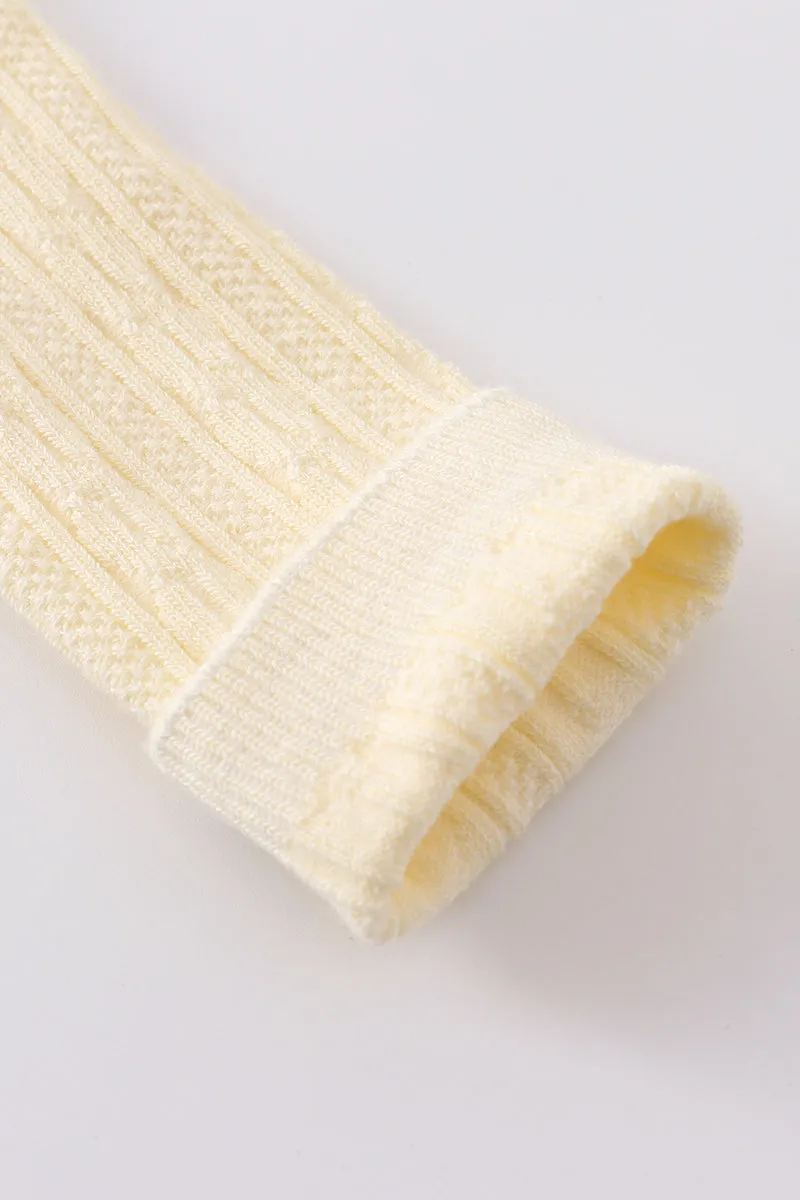 Cream knit knee high sock