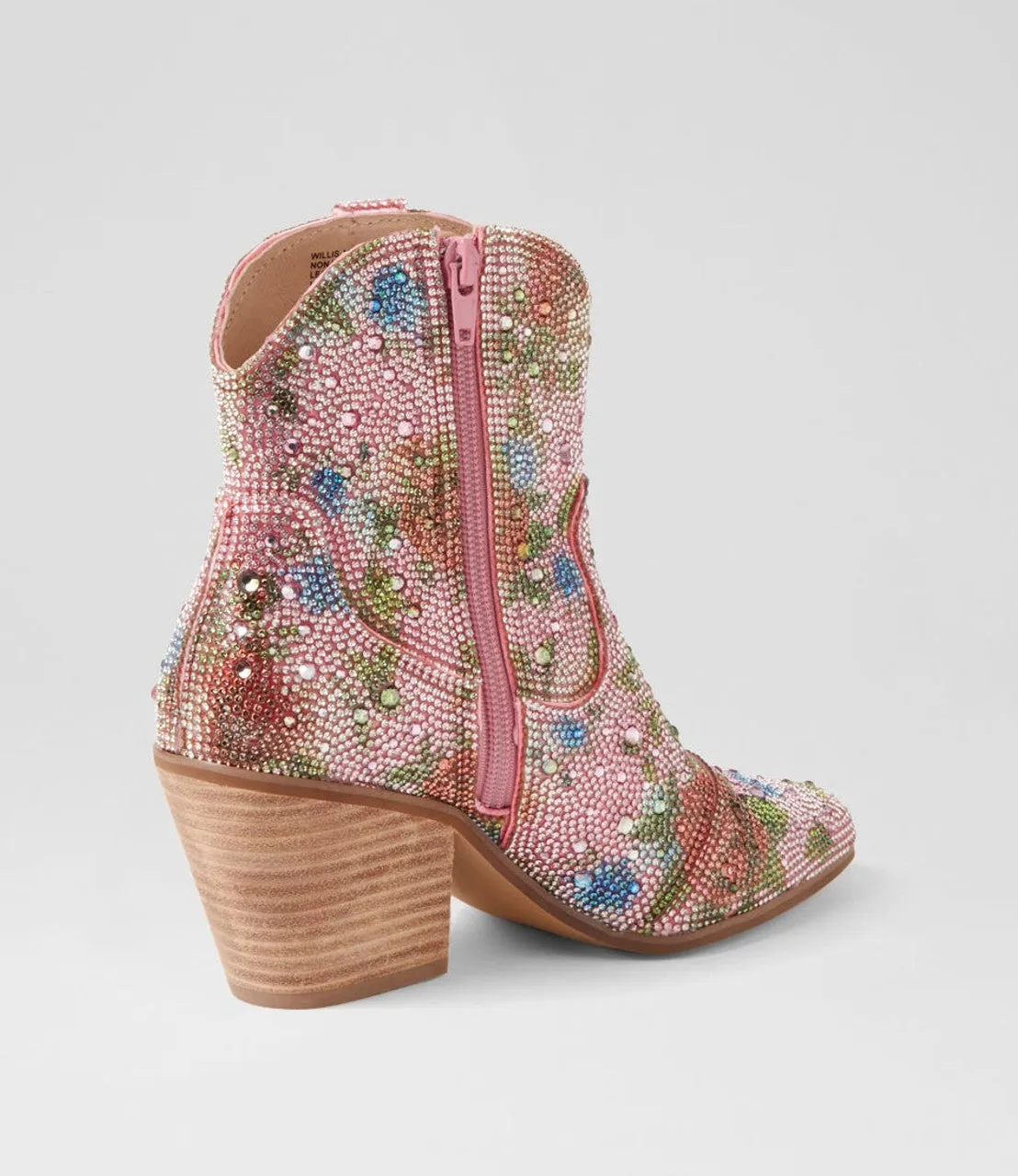 Django & Juliette WAGON Ankle Boot in Pink Sequin Floral