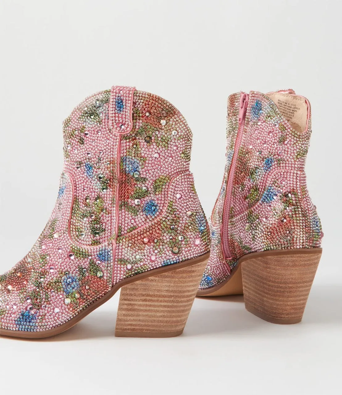 Django & Juliette WAGON Ankle Boot in Pink Sequin Floral