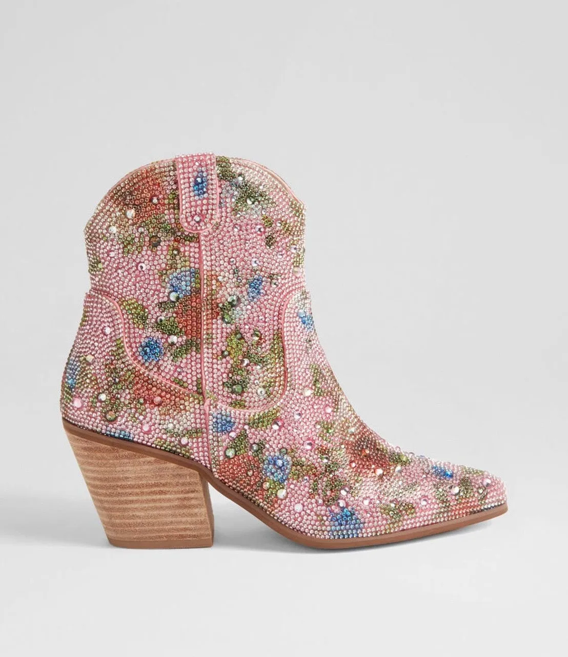 Django & Juliette WAGON Ankle Boot in Pink Sequin Floral