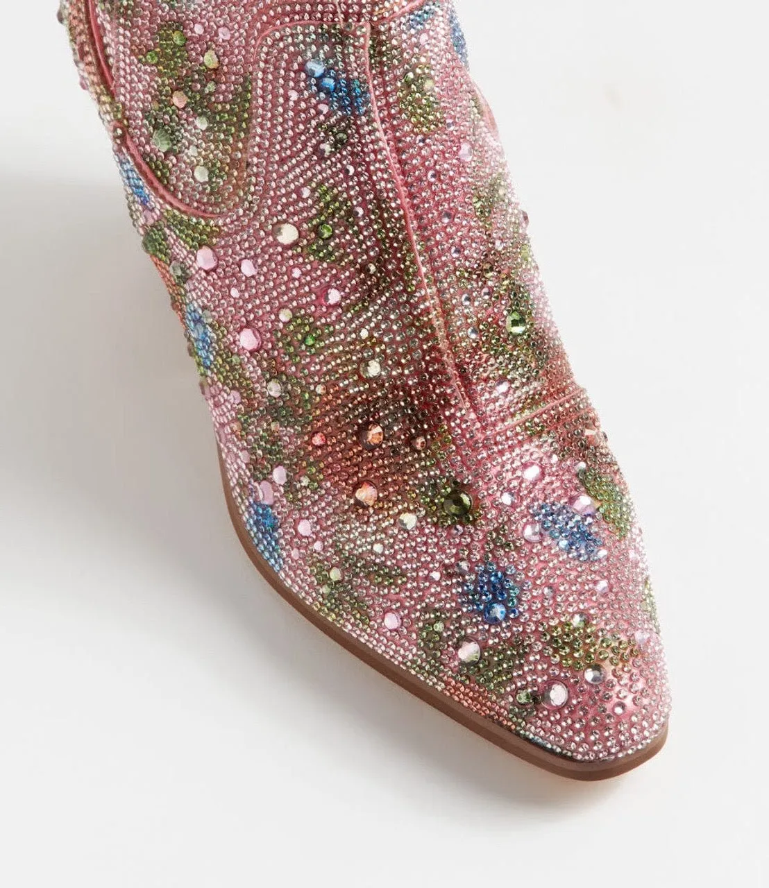 Django & Juliette WAGON Ankle Boot in Pink Sequin Floral