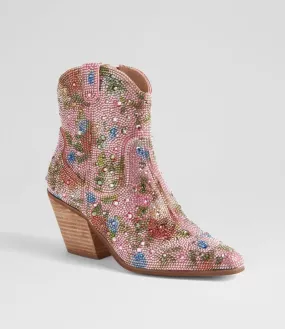 Django & Juliette WAGON Ankle Boot in Pink Sequin Floral