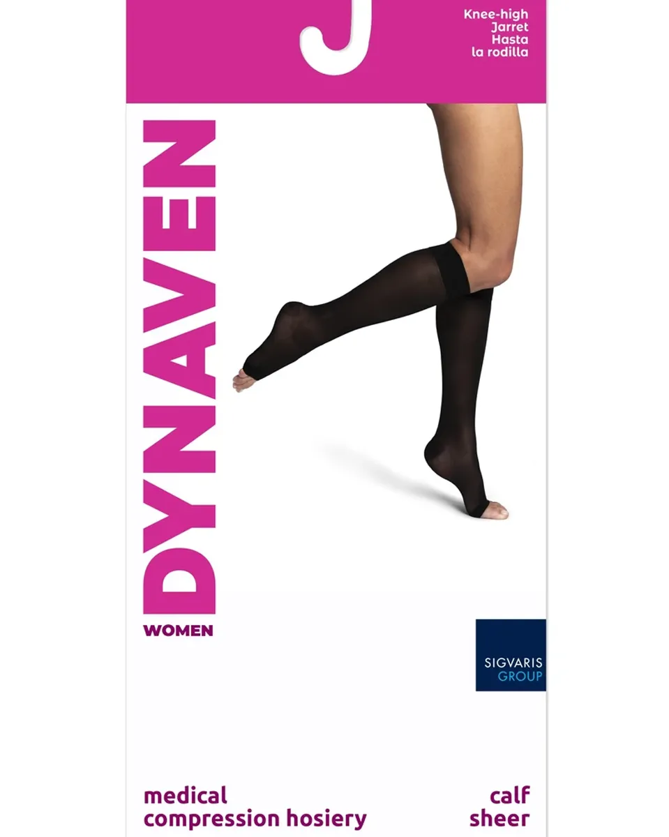 Dynaven Sheer Women's 15-20 mmHg OPEN TOE Knee High