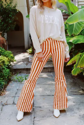 Emmi's Striped Boot Cut Pants - White/Tiger