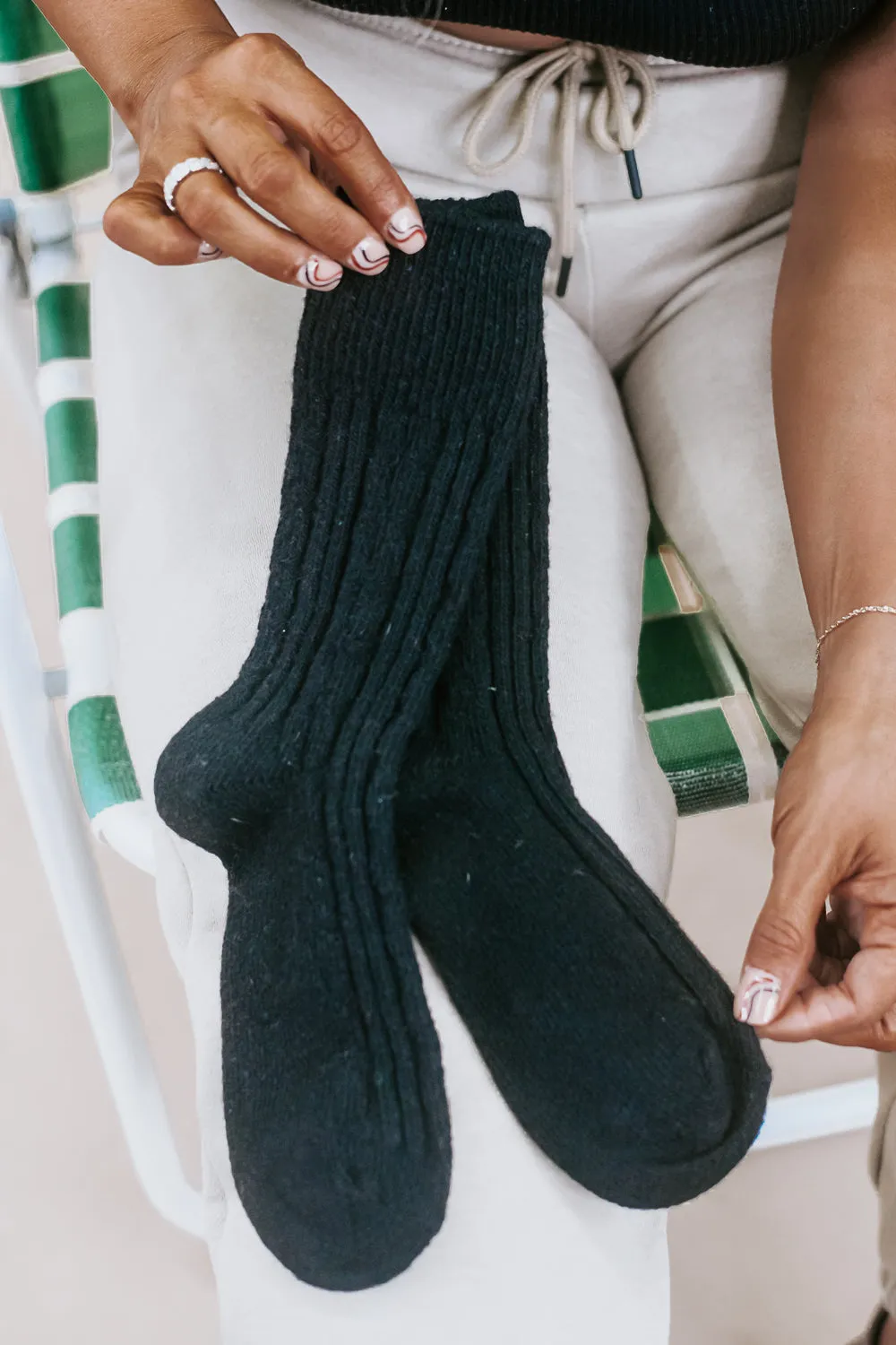 Essential Cable Knit Sock, Black