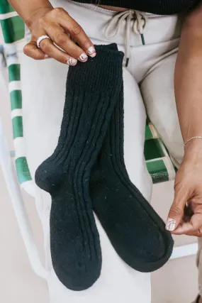 Essential Cable Knit Sock, Black