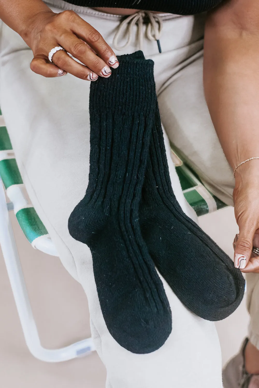 Essential Cable Knit Sock, Black