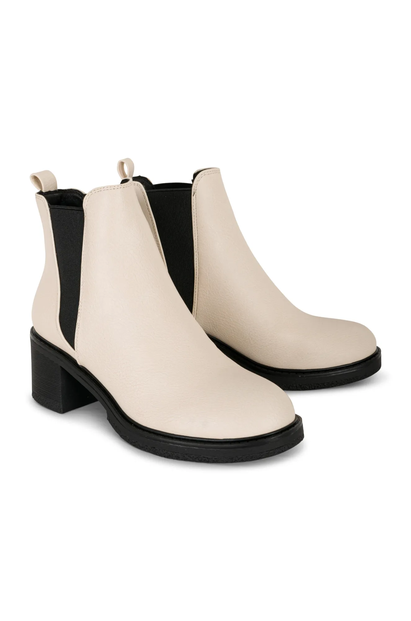 Faux Leather pull on Ankle Boot | BEIGE | OPHELIA ZZ