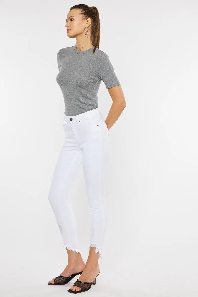 FRAY HEM ANKLE SKINNY JEANS