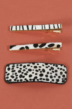 Hair Clip Set - Snow Cheetah