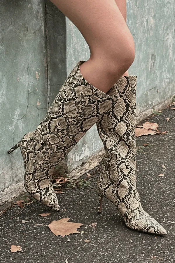 Huw Boot Snake-Print Leather