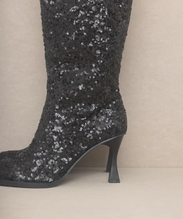 Jewel Disco Knee High Sequin Boots