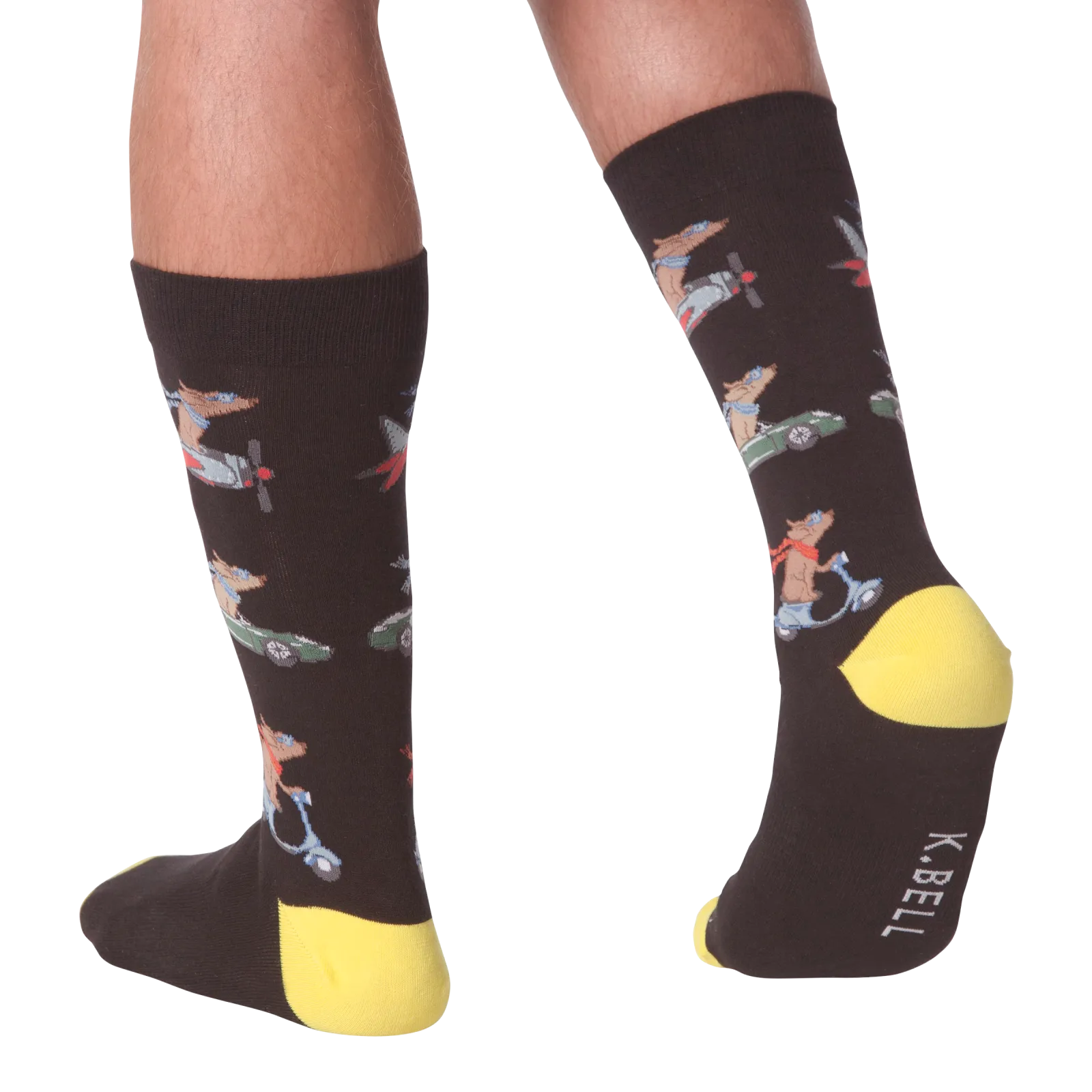 K.Bell Men's Traveling Dogs Crew Sock