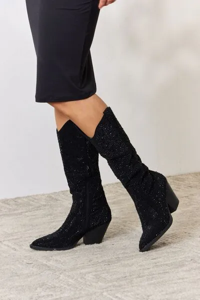 Knee High Cowboy Boots in Black