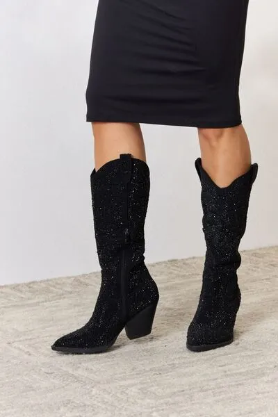 Knee High Cowboy Boots in Black