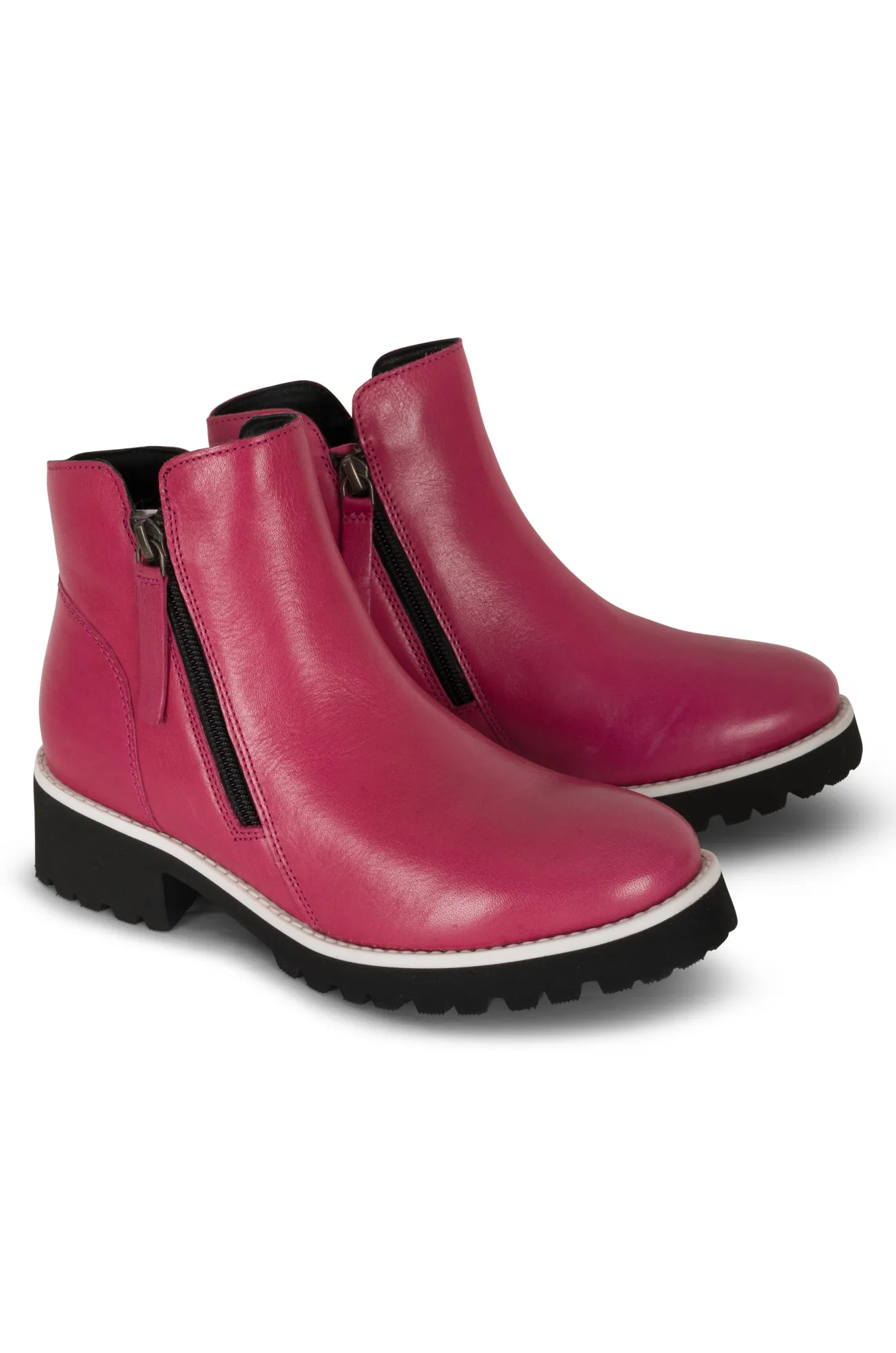 Leather Ankle Boot | HOT PINK | EAST ZZ