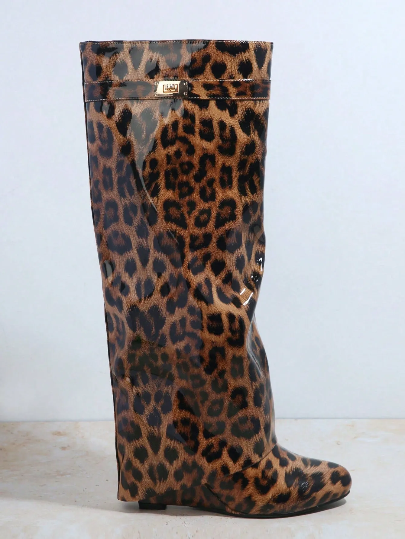 Leopard Print Knee High Boots