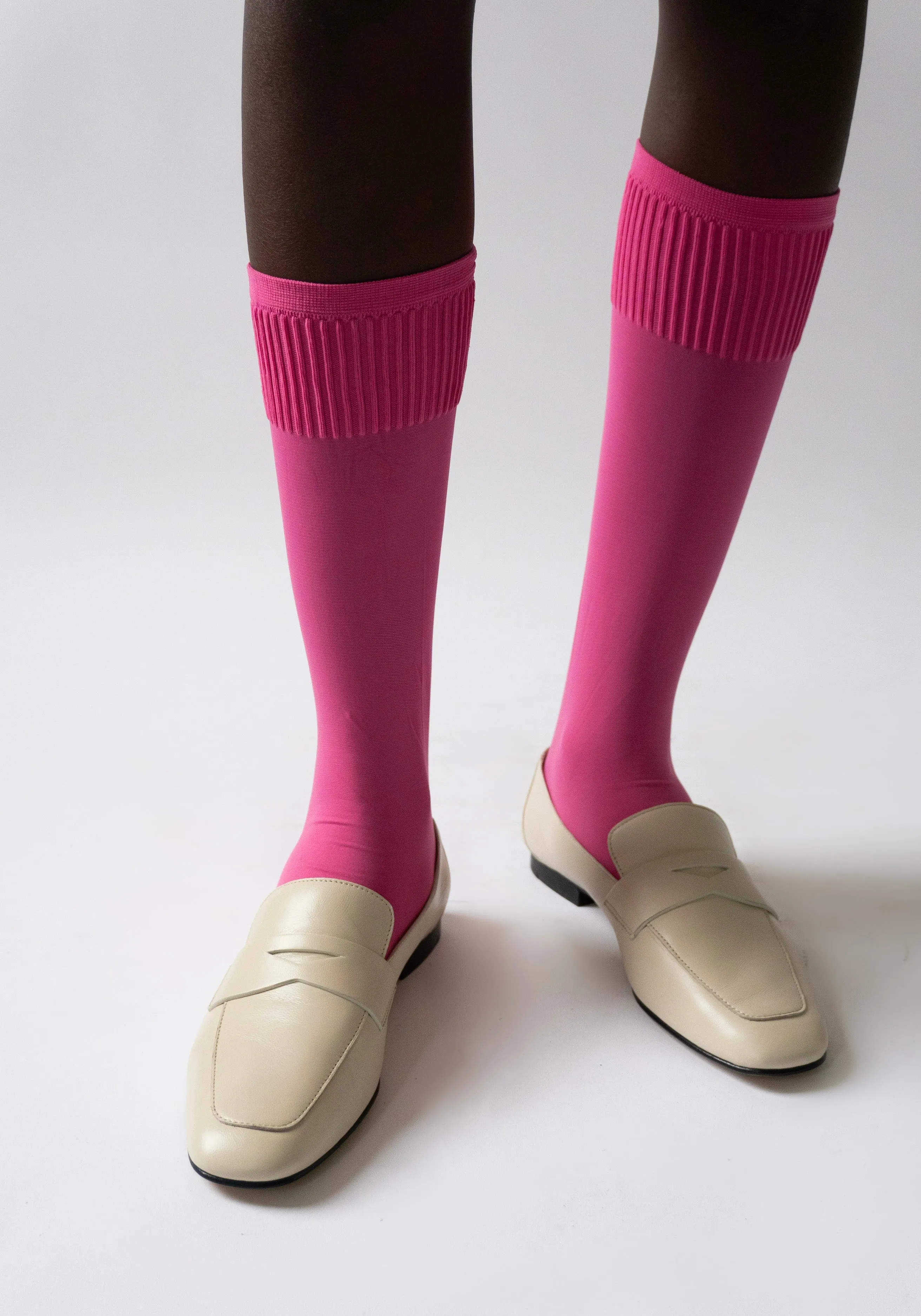 Lycra Knee High Socks in Fuchsia