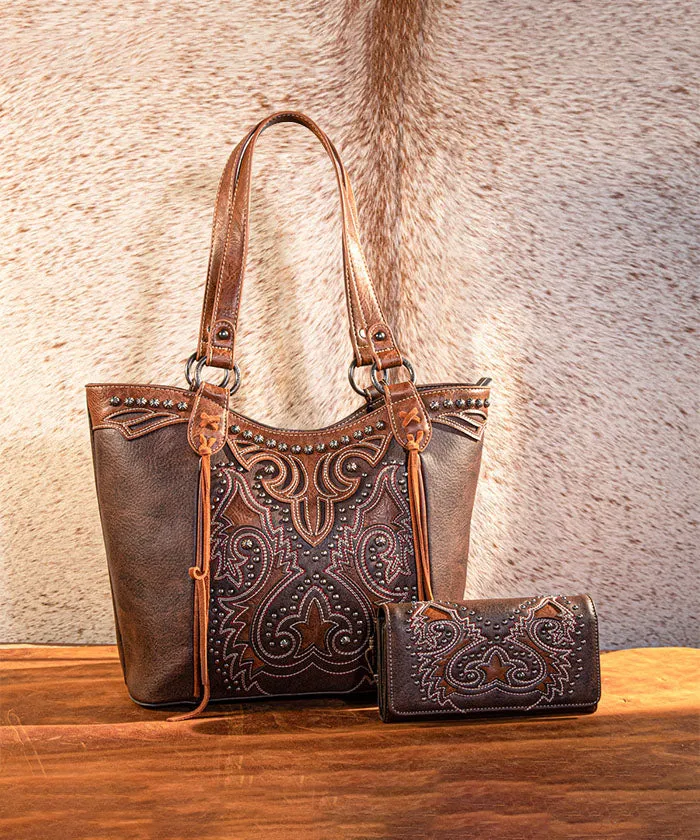 Montana West Boot Scroll Concealed Carry Tote Set