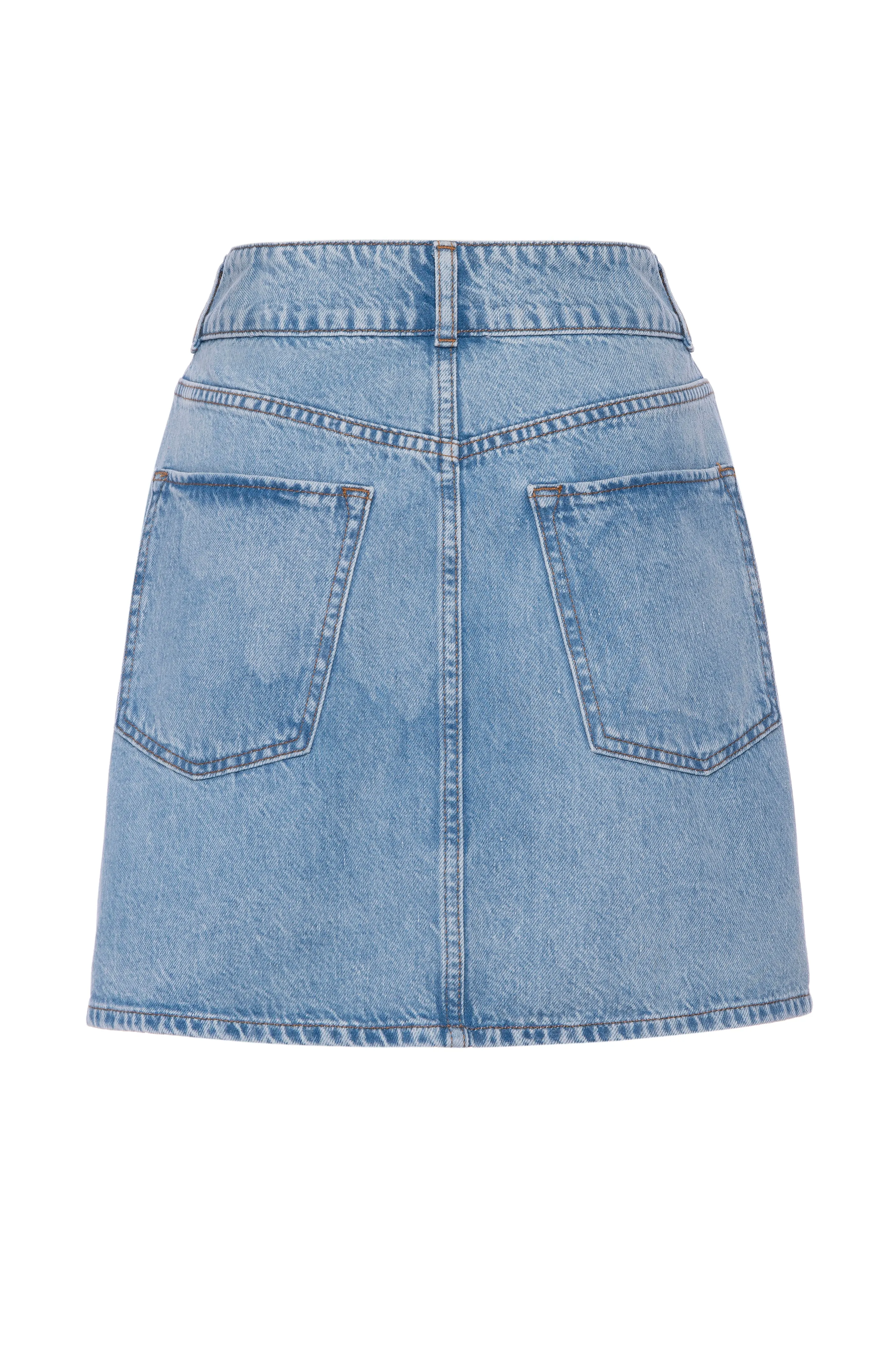 Ms. Louisiana Mid-Thigh Button-up Skirt - Spring Indigo