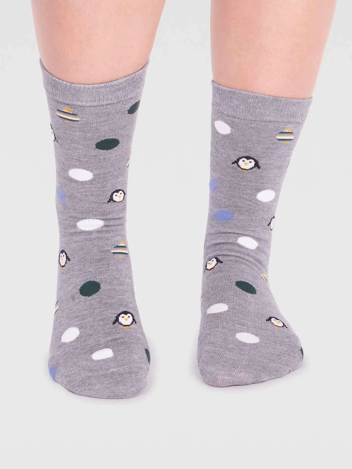 Neva Bamboo Penguin Sock - Grey Marle