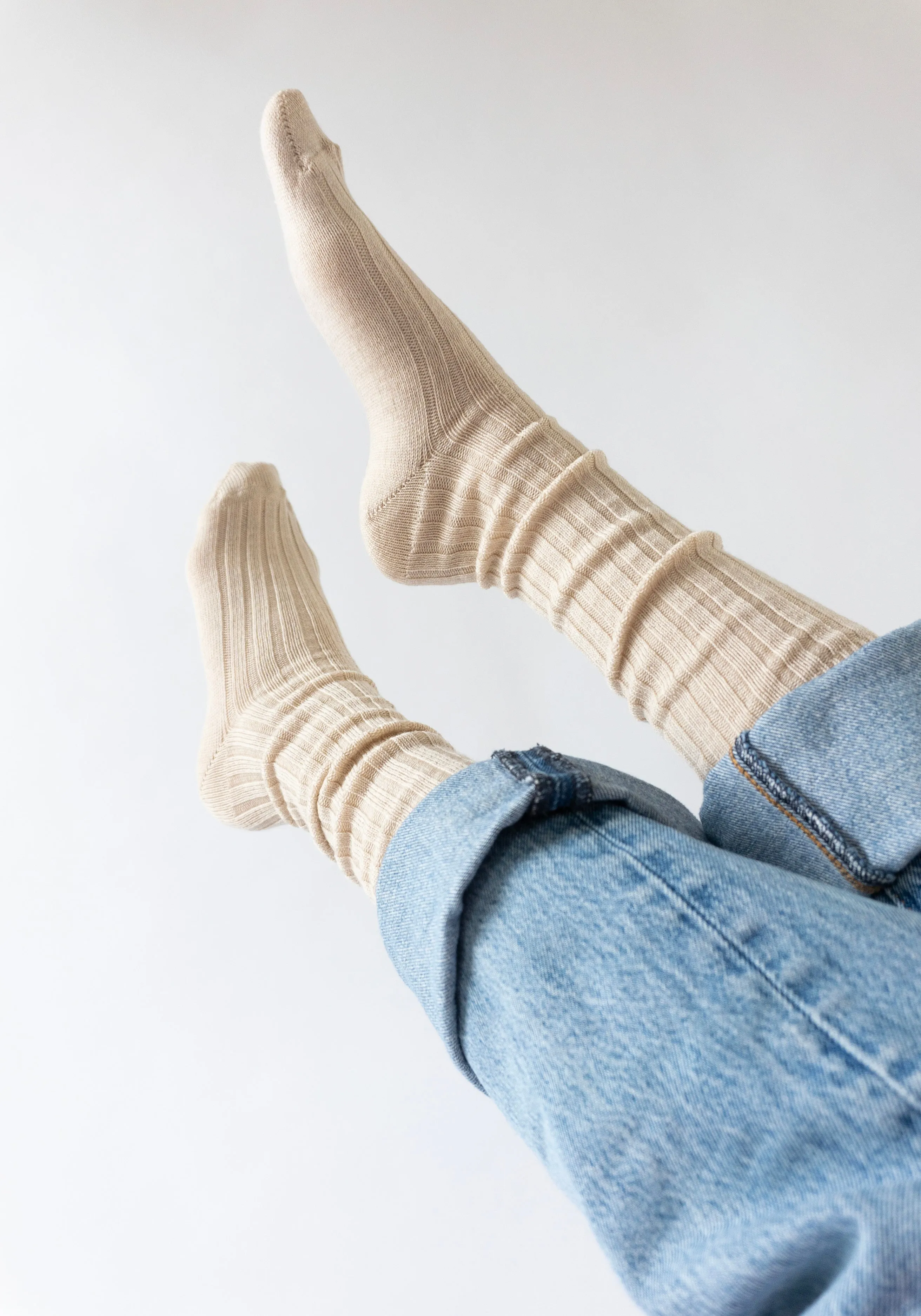 Ribbed College Sock in Camel