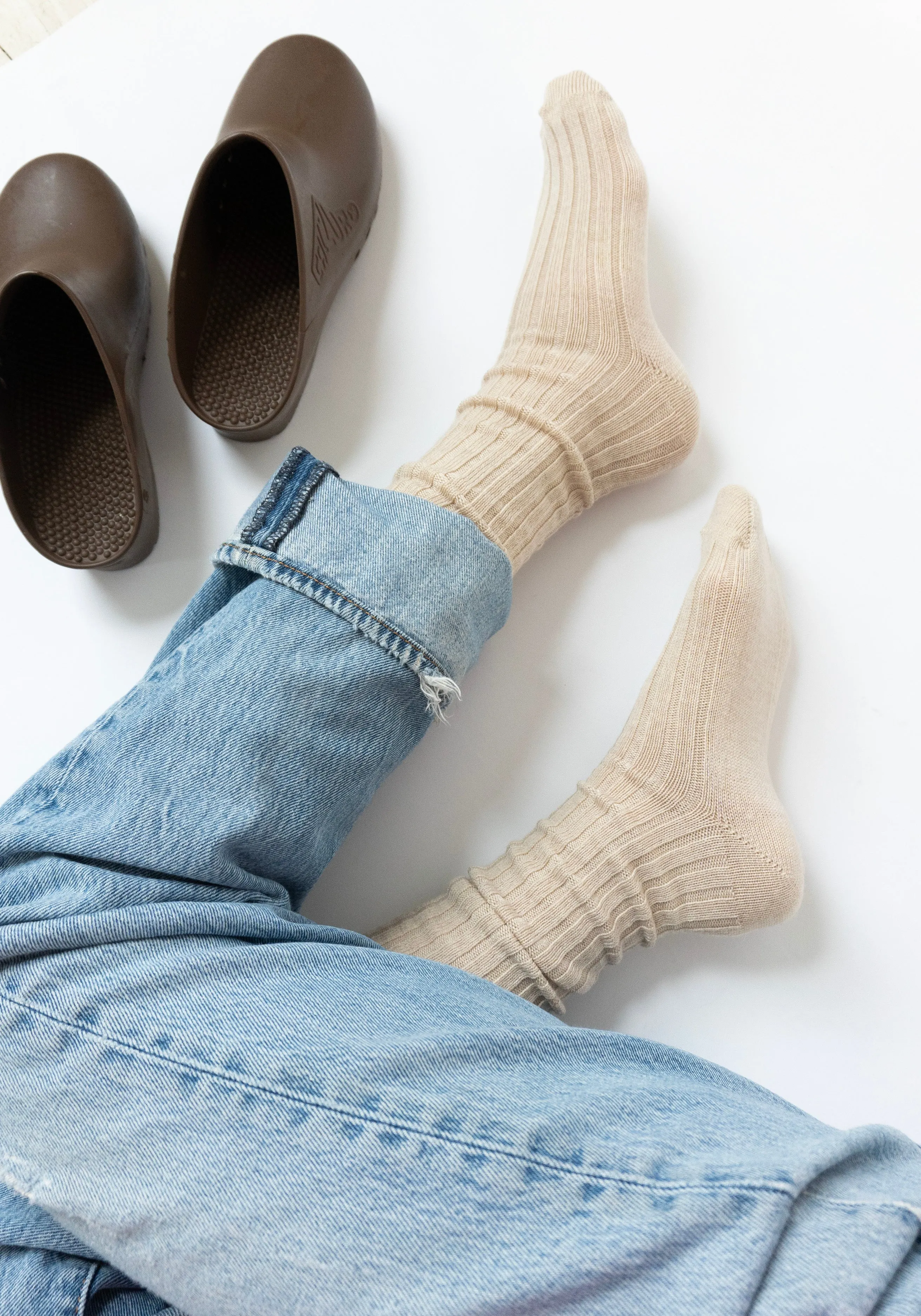 Ribbed College Sock in Camel