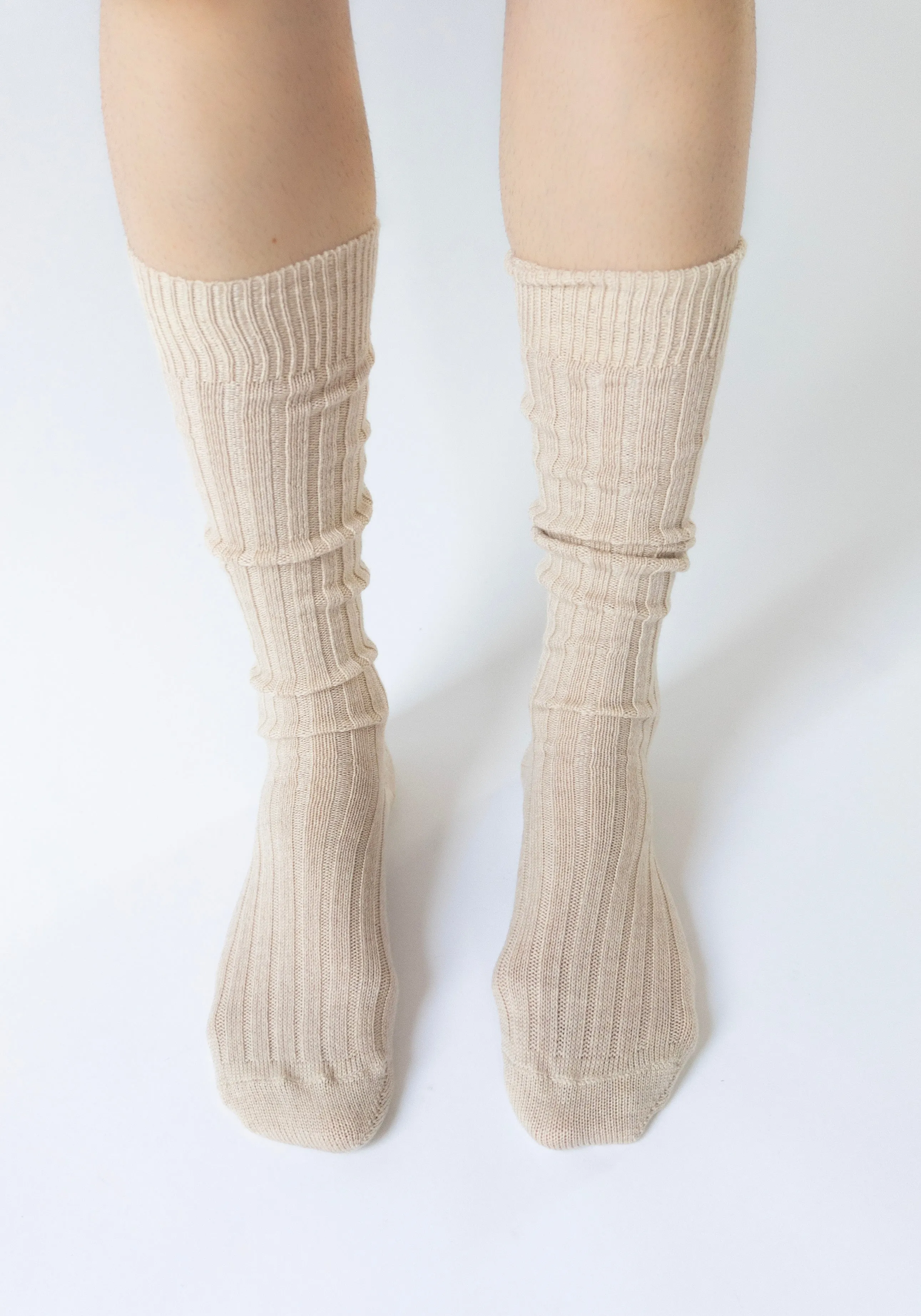 Ribbed College Sock in Camel