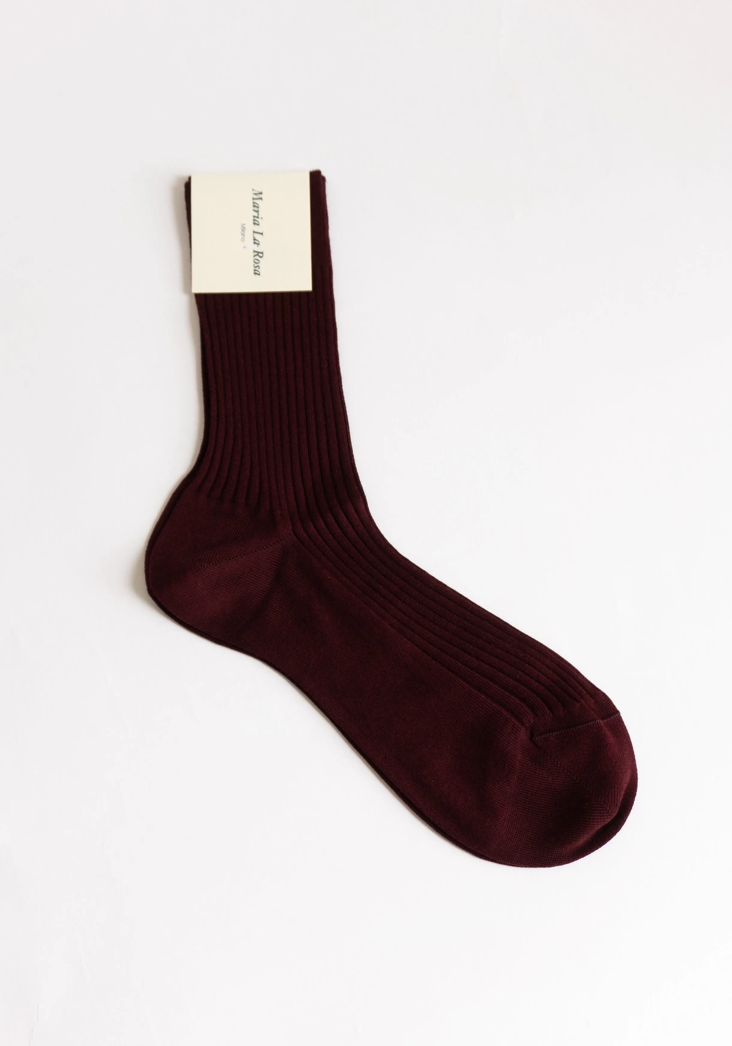 Ribbed Cotton Sock in Bordeaux