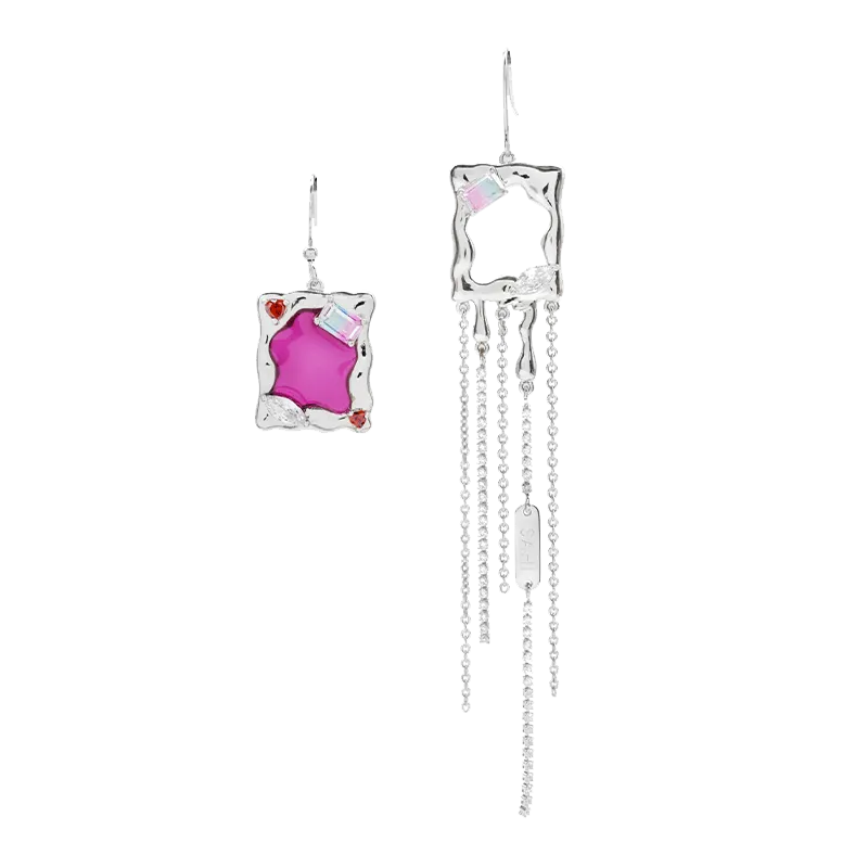 Sahi Heart Enamel Metaverse Rain Dangling Earrings