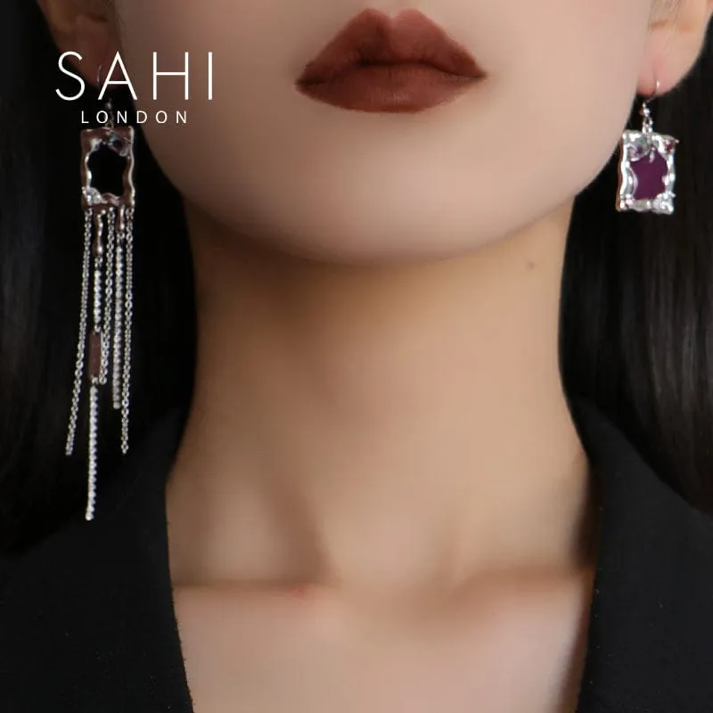 Sahi Heart Enamel Metaverse Rain Dangling Earrings