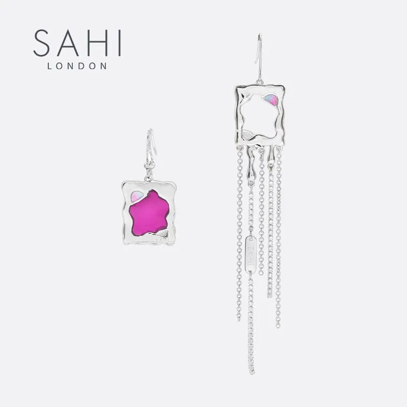 Sahi Heart Enamel Metaverse Rain Dangling Earrings