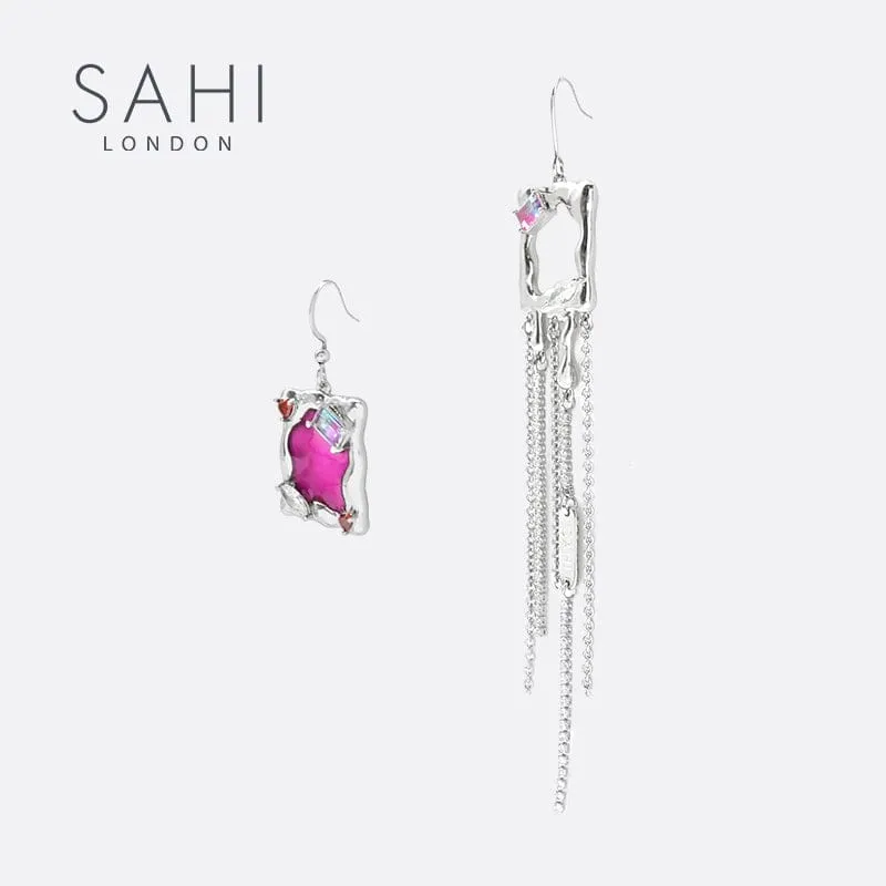 Sahi Heart Enamel Metaverse Rain Dangling Earrings