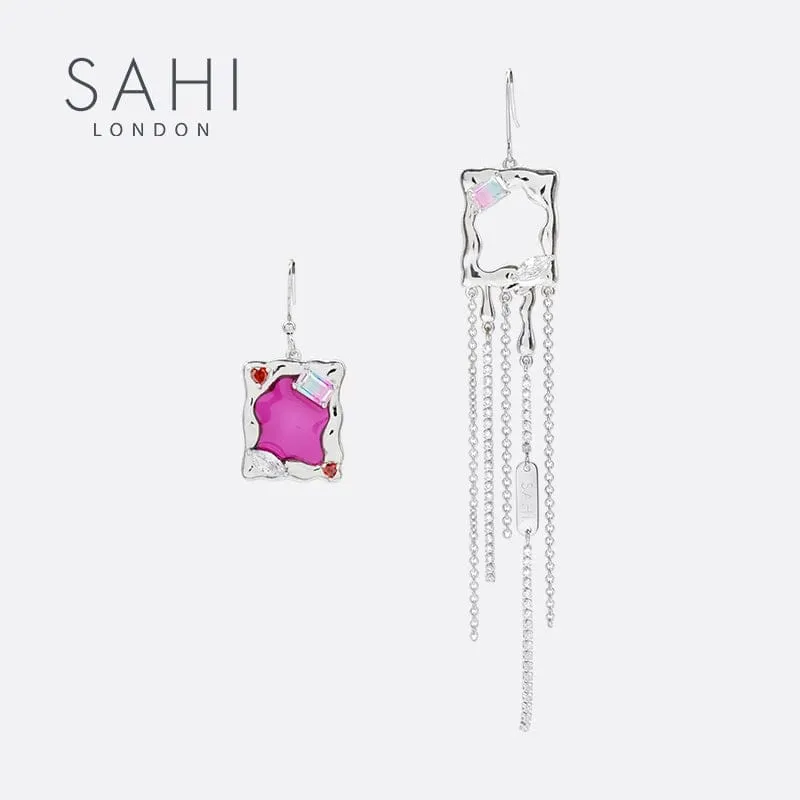 Sahi Heart Enamel Metaverse Rain Dangling Earrings