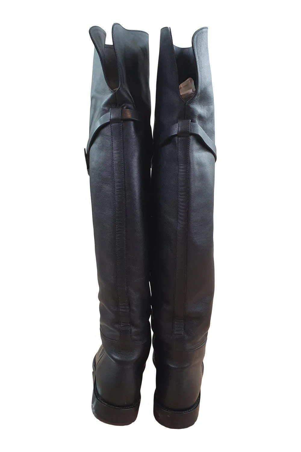 VALENTINO Black Animalia Leather Over Knee Boots (EU 39)